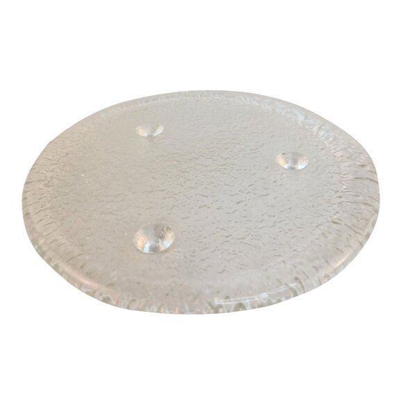 Riekes Crisa Handmade Glass Plate Textured Footed Clear 8" Turkey 1990s Vintage - Picture 1 of 7